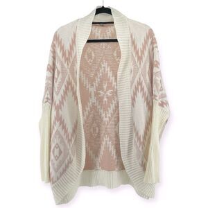Charlotte Russe Women’s Pink Jacquard Southwestern Aztec Open Front Cardigan Lrg